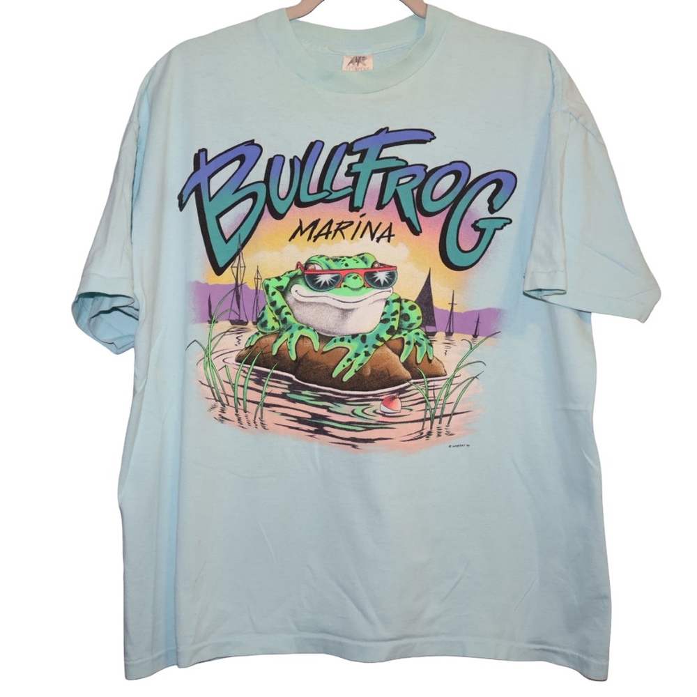 vintage 1991 Habitat‎ Bullfrog Marina single-stitch shirt size XL.